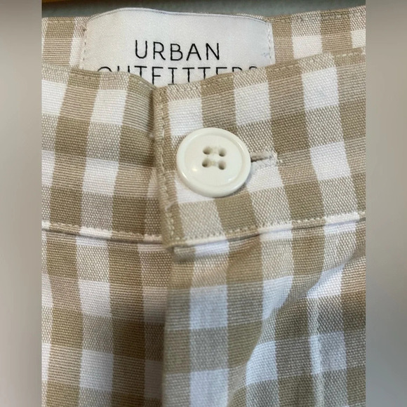 Urban Outfitters Tan & White Gingham Skinny Leg Pants / Trousers - Size 0 - Picture 4 of 7